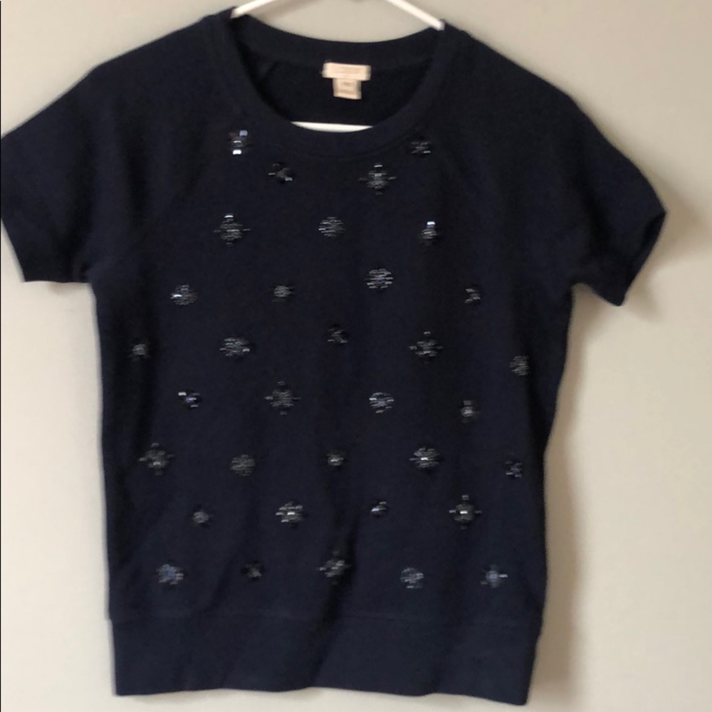 JCrew sweatshirt style top w/jewel embellishments!!